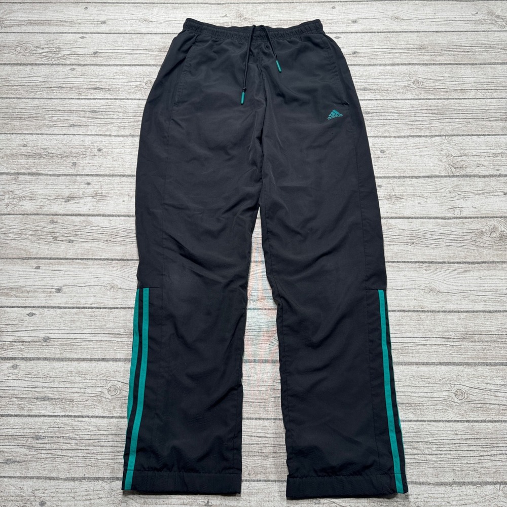 Adidas Track Pants Men's Small Black Trefoil Mesh Athletic Training Windbreaker